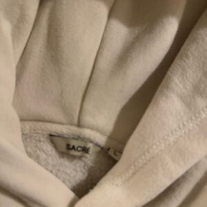 Sacre Mens  Hoodie Size L Cream  Sweatshirt